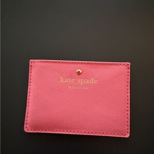 Kate Spade Pink Card Case with Gold Accents